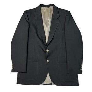 Vintage Edgeworth Two-Button Sport Coat Suit Jacket Notch Lapel Black Mens 40R